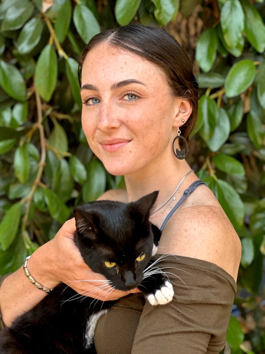 Sneaky Cat Brown Wood Earrings
