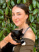 Sneaky Cat Brown Wood Earrings
