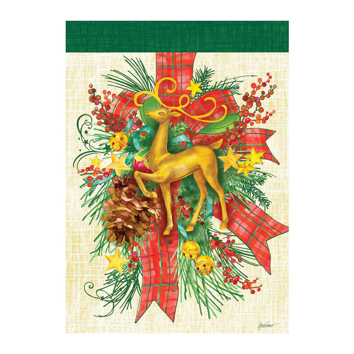 Floral Reindeer Icon Decorative Flag