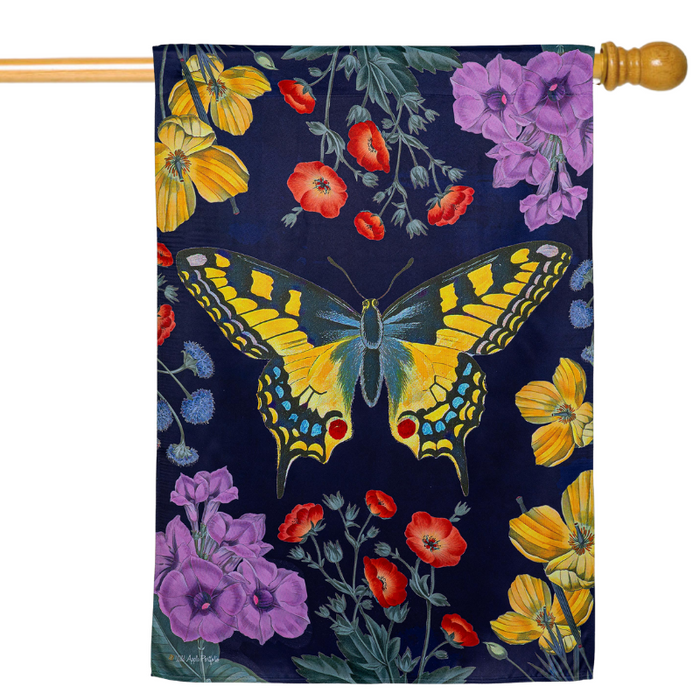 Navy Butterfly Garden Banner Flag