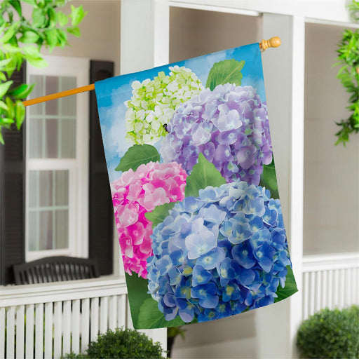 Multicolor Hydrangeas Suede Banner Flag