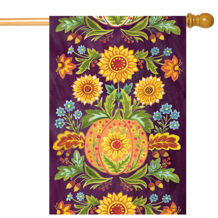 Fall Flower & Pumpkin Patterns Banner Flag