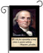 Decorative flag with portrait of Benjamin Franklin and his quote on dark background