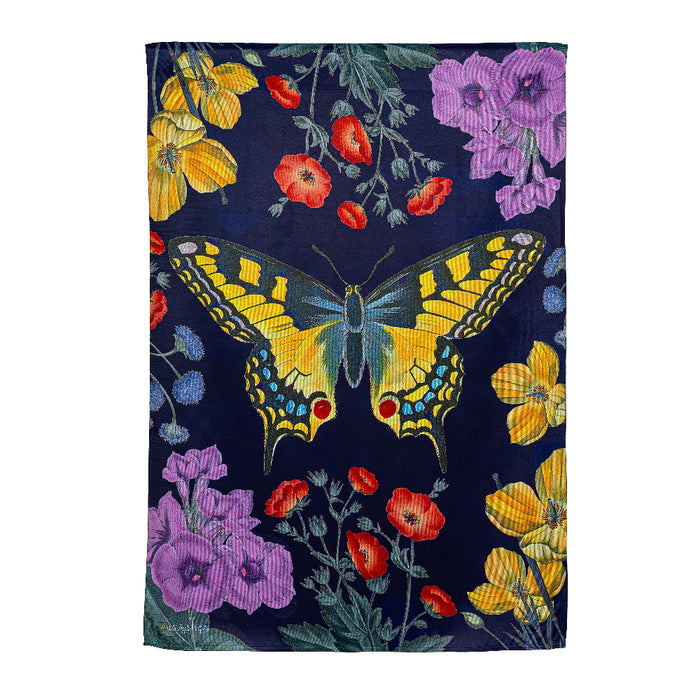 Navy Butterfly Garden Decorative Flag
