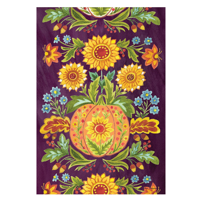 Fall Flower & Pumpkin Patterns Flag