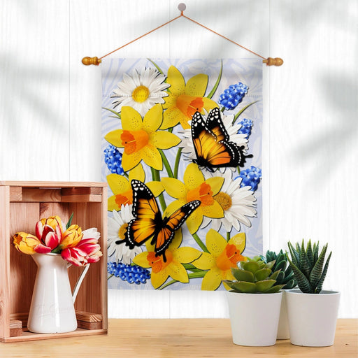 Daffodils & Butterflies Banner Flag