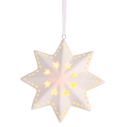 4" Porcelain Star LED Light-Up Ornament