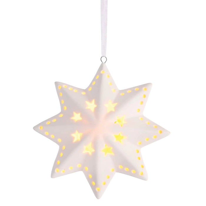 4" Porcelain Star LED Light-Up Ornament
