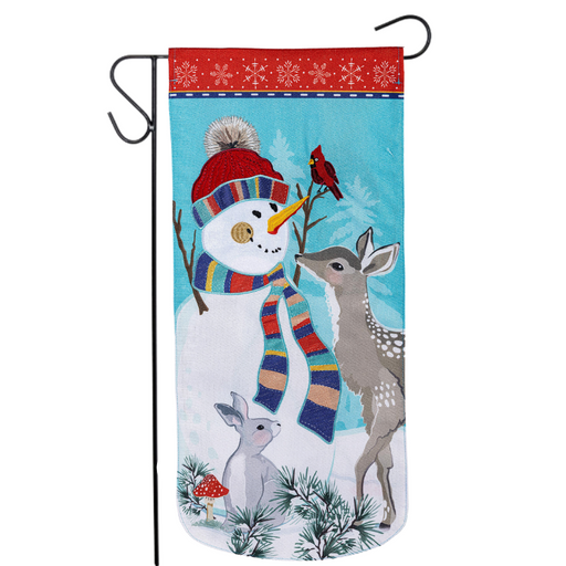 Woodland Snowman Long XL Garden Flag