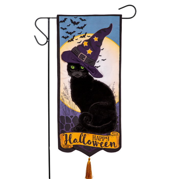 Halloween Black Cat Long XL Garden Flag