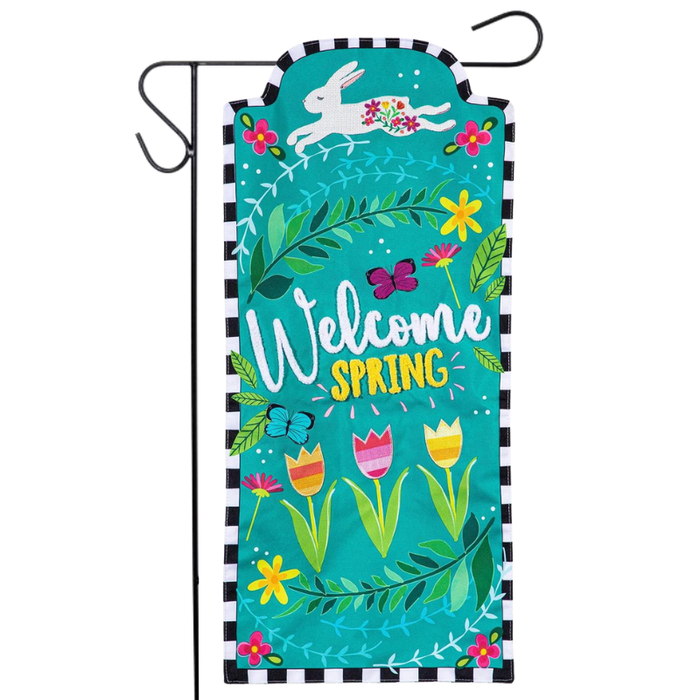 Welcome Spring Bunny Long XL Garden Flag