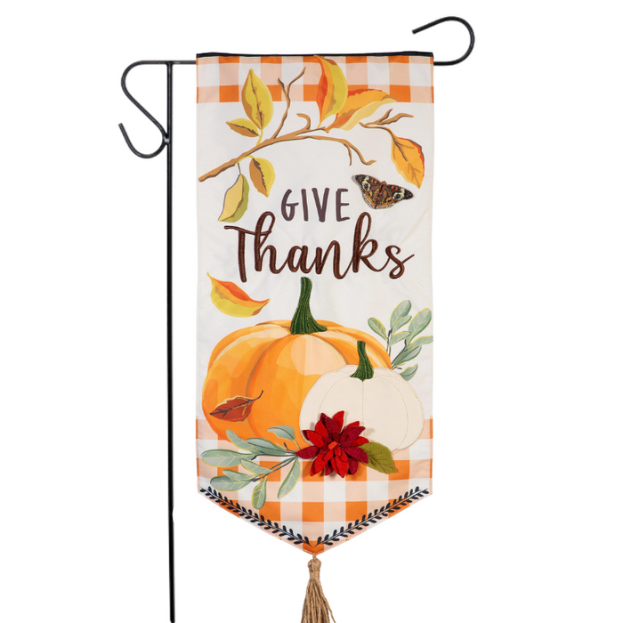 Give Thanks Pumpkins Long XL Garden Flag