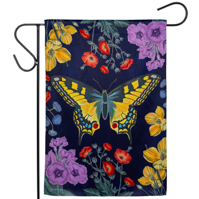 Navy Butterfly Garden Garden Flag