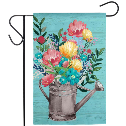 Summer Floral Watering Can Garden Flag