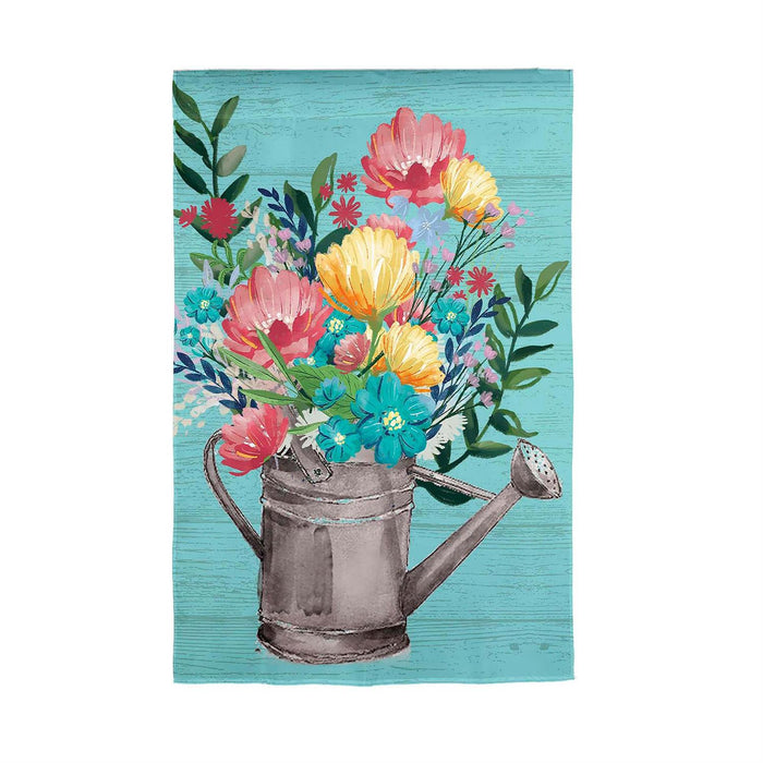 Summer Floral Watering Can Garden Flag
