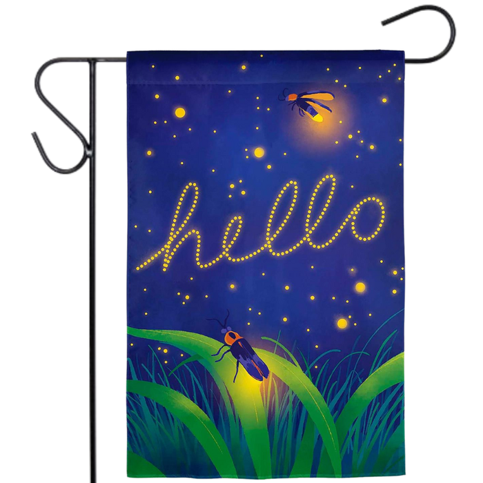 Lightning Bug Hello Garden Flag