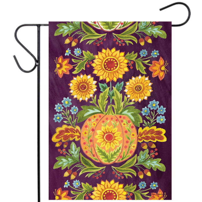 Fall Flower & Pumpkin Patterns Garden Flag