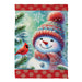 Snowman With Cardinal Friend Suede Garden Flag