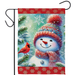 Snowman With Cardinal Friend Suede Garden Flag