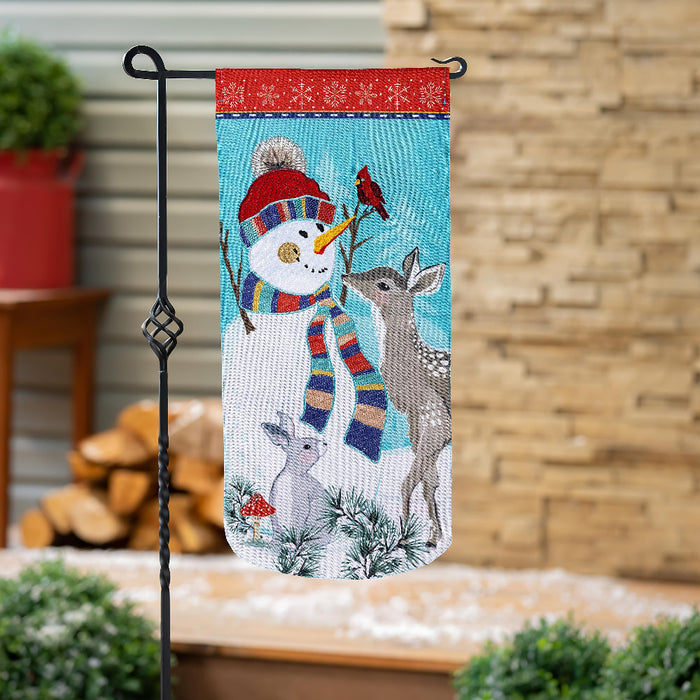 Woodland Snowman Long XL Garden Flag