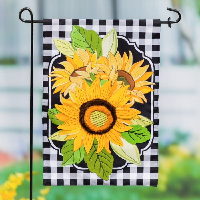 Sunflowers & Checks Garden Flag