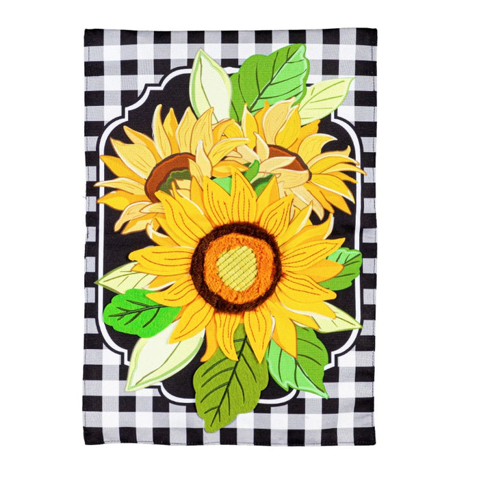 Sunflowers & Checks Garden Flag
