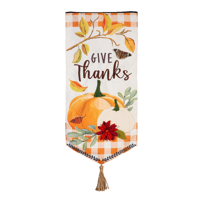 Give Thanks Pumpkins Long XL Garden Flag