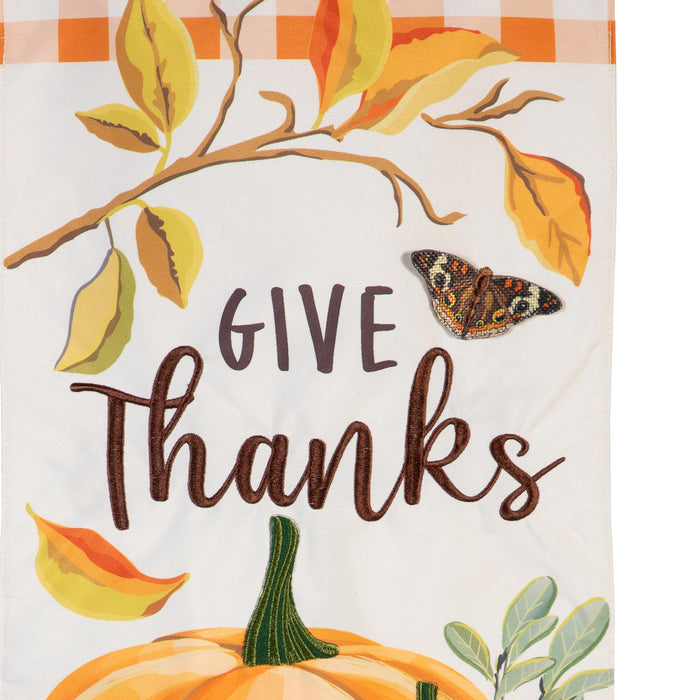 Give Thanks Pumpkins Long XL Garden Flag