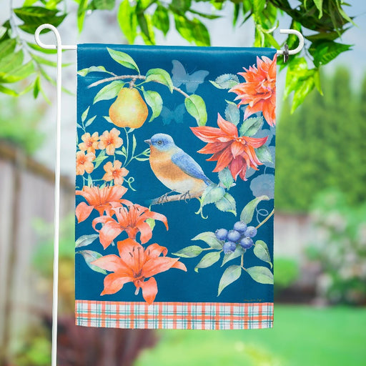 Summer Bluebird Suede Garden Flag