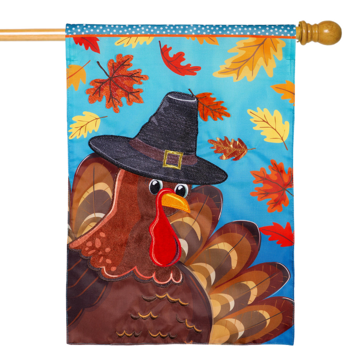 Turkey Time Applique Banner Flag