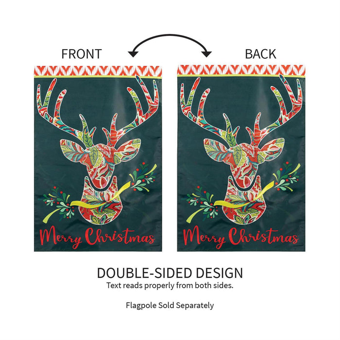 Patterned Reindeer Applique Decorative Flag