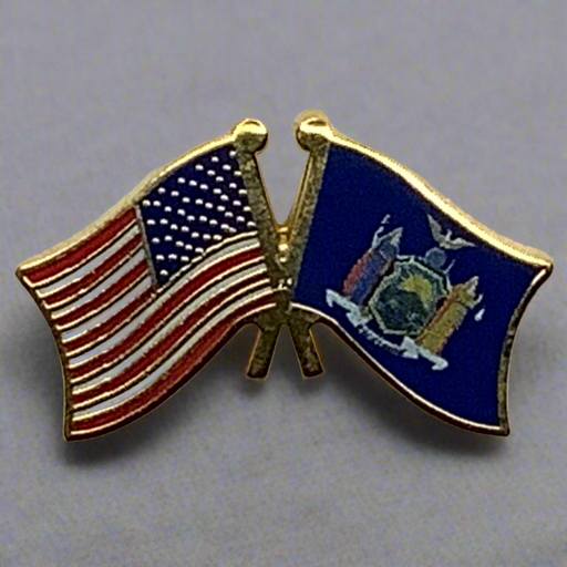New York/USA Dual Flags Lapel Pin 2025