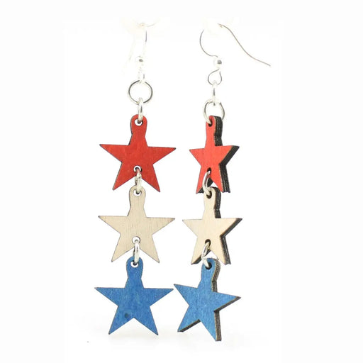 4th of July Stars Wood Earrings
