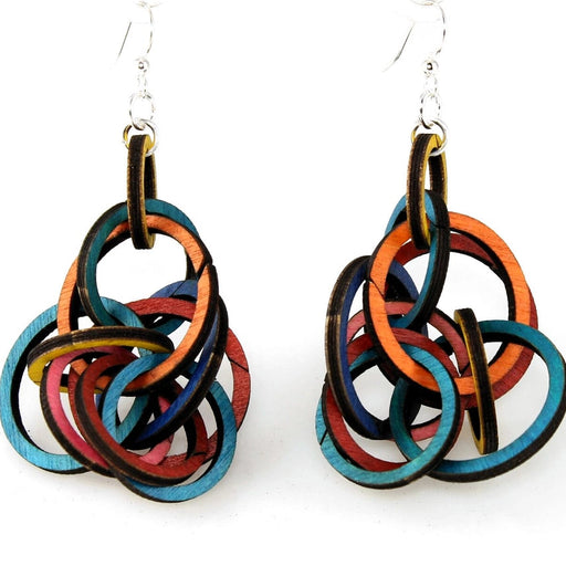 Interlocking Rings Wood Earrings - Assorted Colors