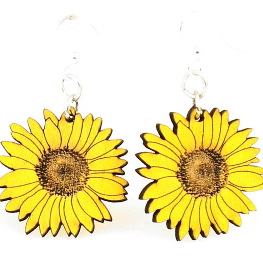 Detailed Sunflower Wood Earrings