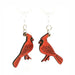 Cherry Red Cardinal Wood Earrings