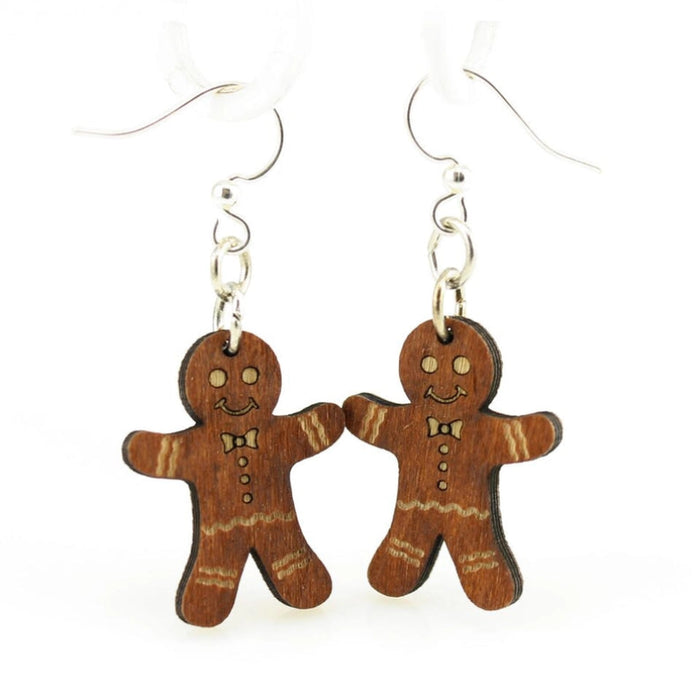 Gingerbread Man Cinnamon Wood Earrings