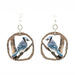Blue Jay on Branches Wood Earrings