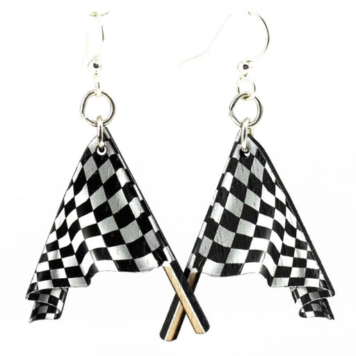 Racing Flags Wood Earrings