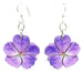 Violet Flower Blossom Wood Earrings