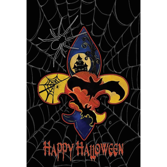 Fleur De Lis Spider Halloween Banner Flag