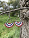 USA Bunting Fan Wood Earrings