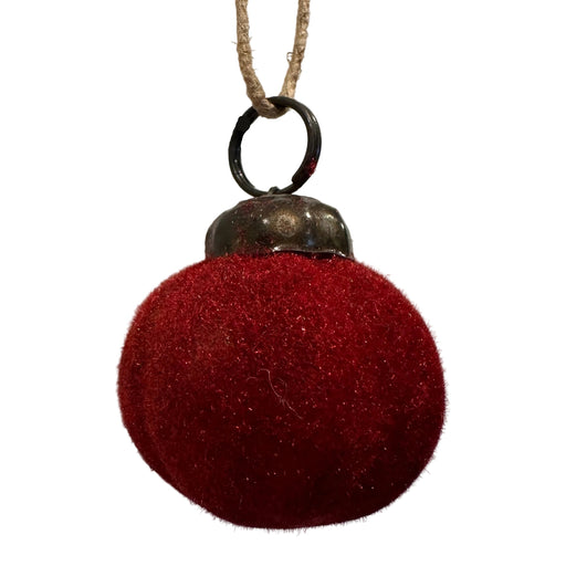 Red Ball Flocked Glass Ornament