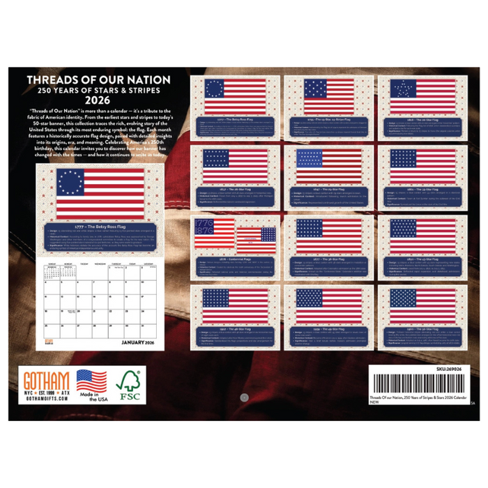 America 250th Anniversary 2026 Wall Calendar