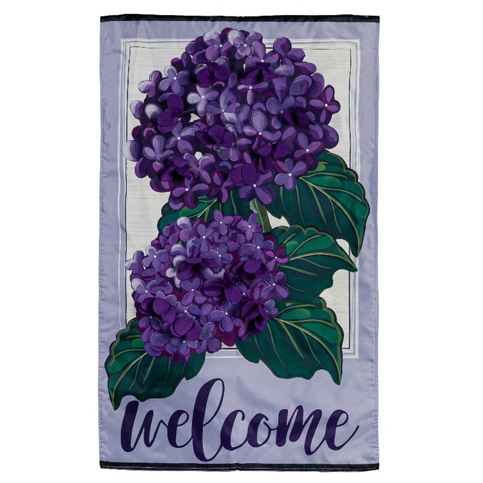 Purple Hydrangea Welcome Banner Flag