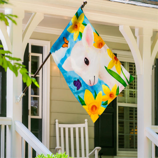 Lamb in Daffodil Field Applique Banner Flag