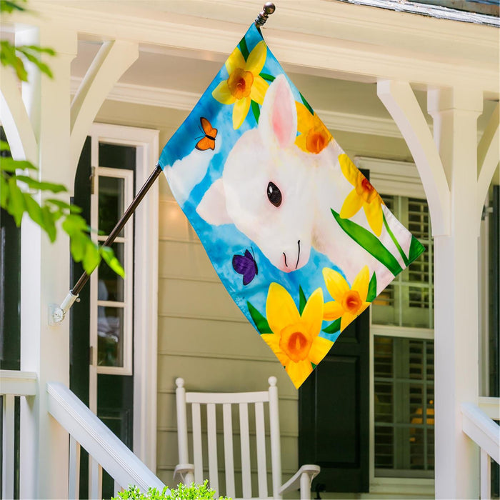 Lamb in Daffodil Field Applique Banner Flag