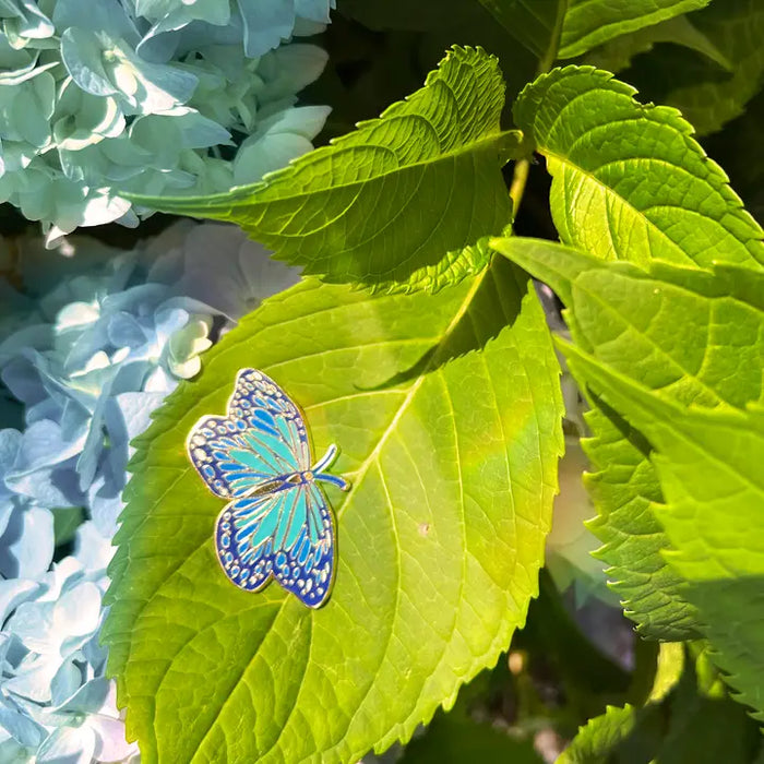 Blue Morpho Butterfly Enamel Lapel Pin