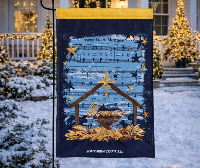 Away in a Manger Applique Garden Flag