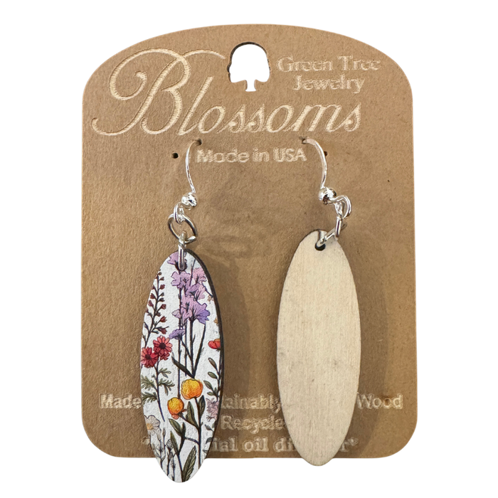 California Wild Flowers Wood Earrings